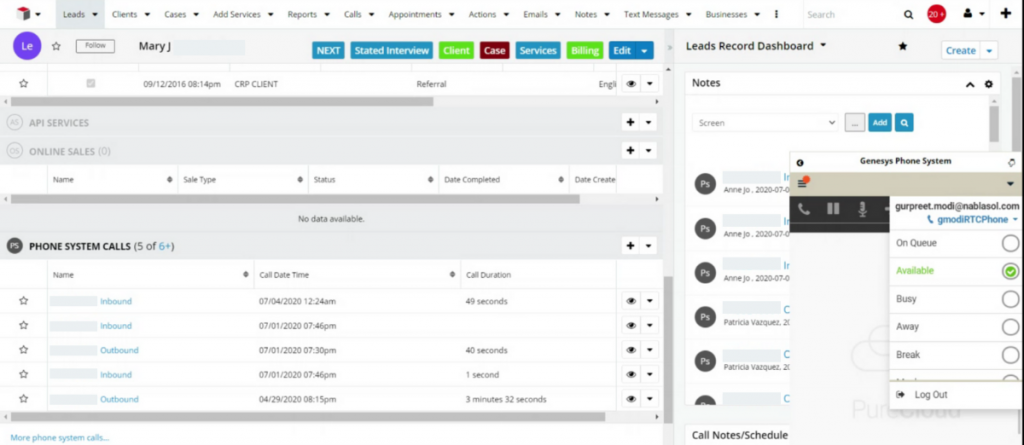 Genesys Contact Centre Integration with SugarCRM for a Service-Based Company